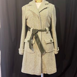 Arden B green tweed & velvet frock coat